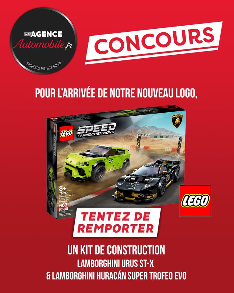 Gagnez le kit lego Lamborghini URUS ST-X et Lamborghini Huracán Super Trofeo EVO