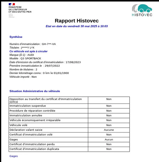 Les informations disponibles sur HistoVac